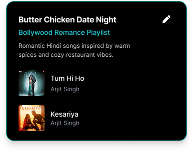 Generated playlist for Taste to music