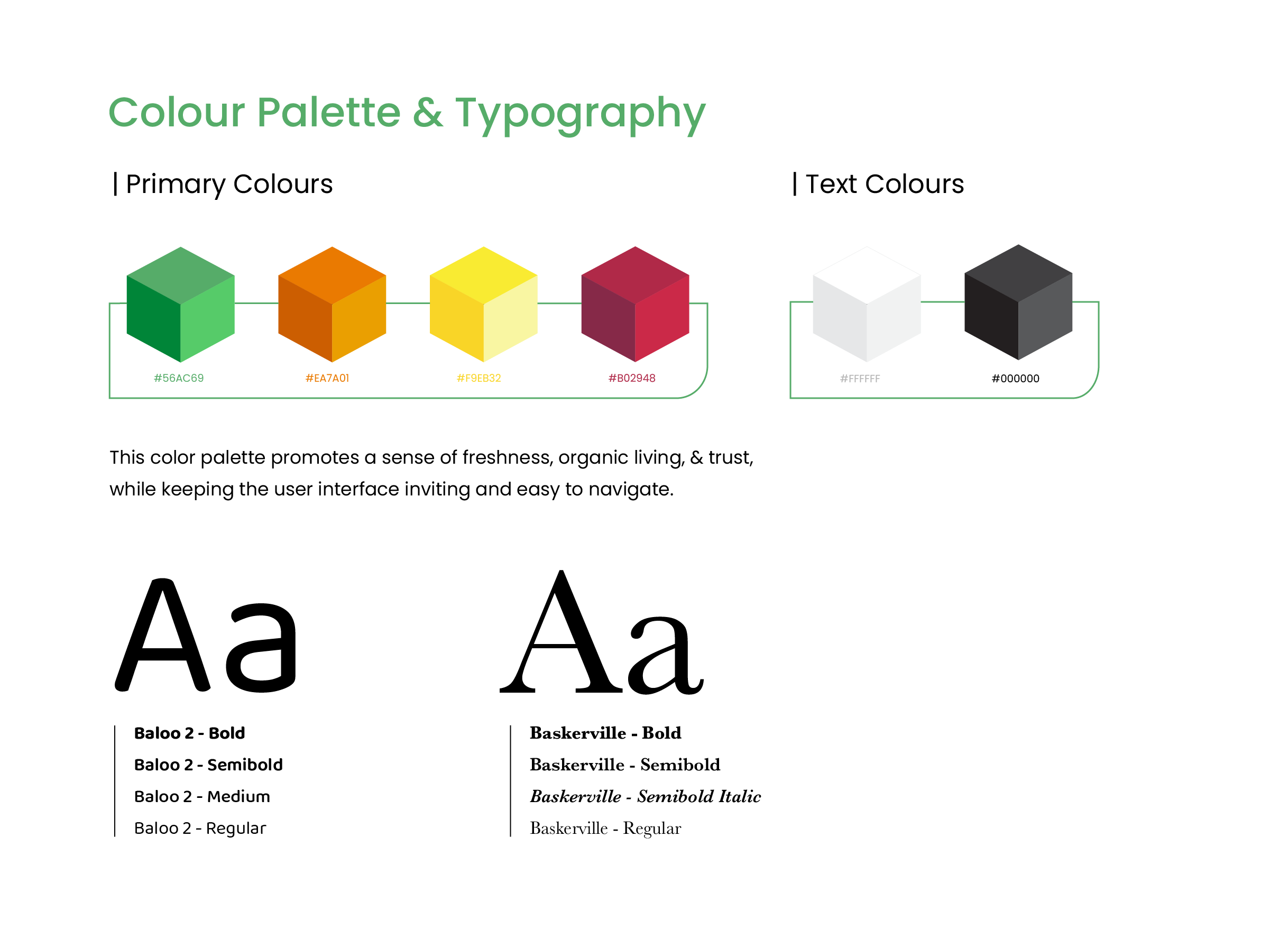Pure Harvest typography exploration board