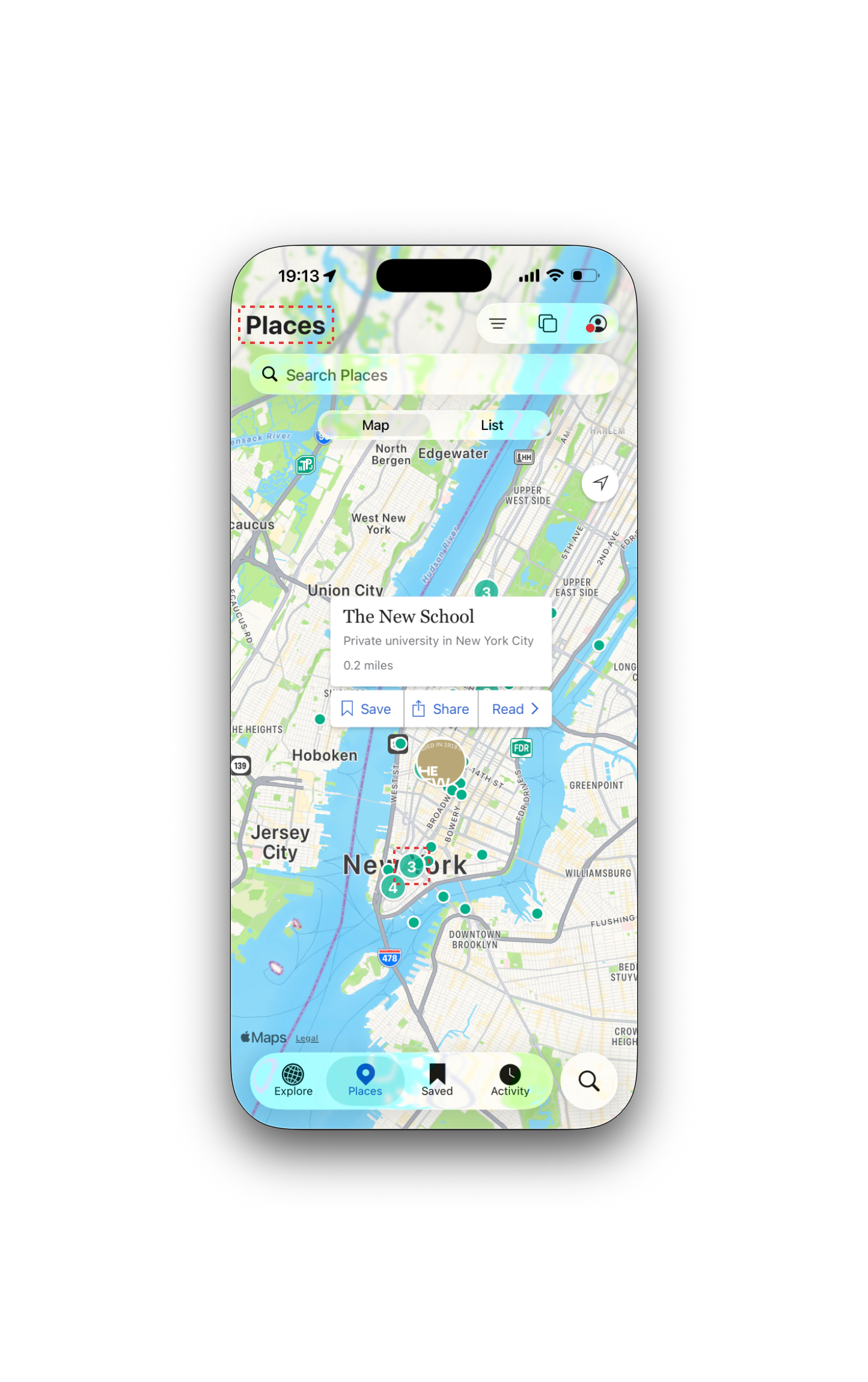 Places tab VoiceOver issue, screen 1