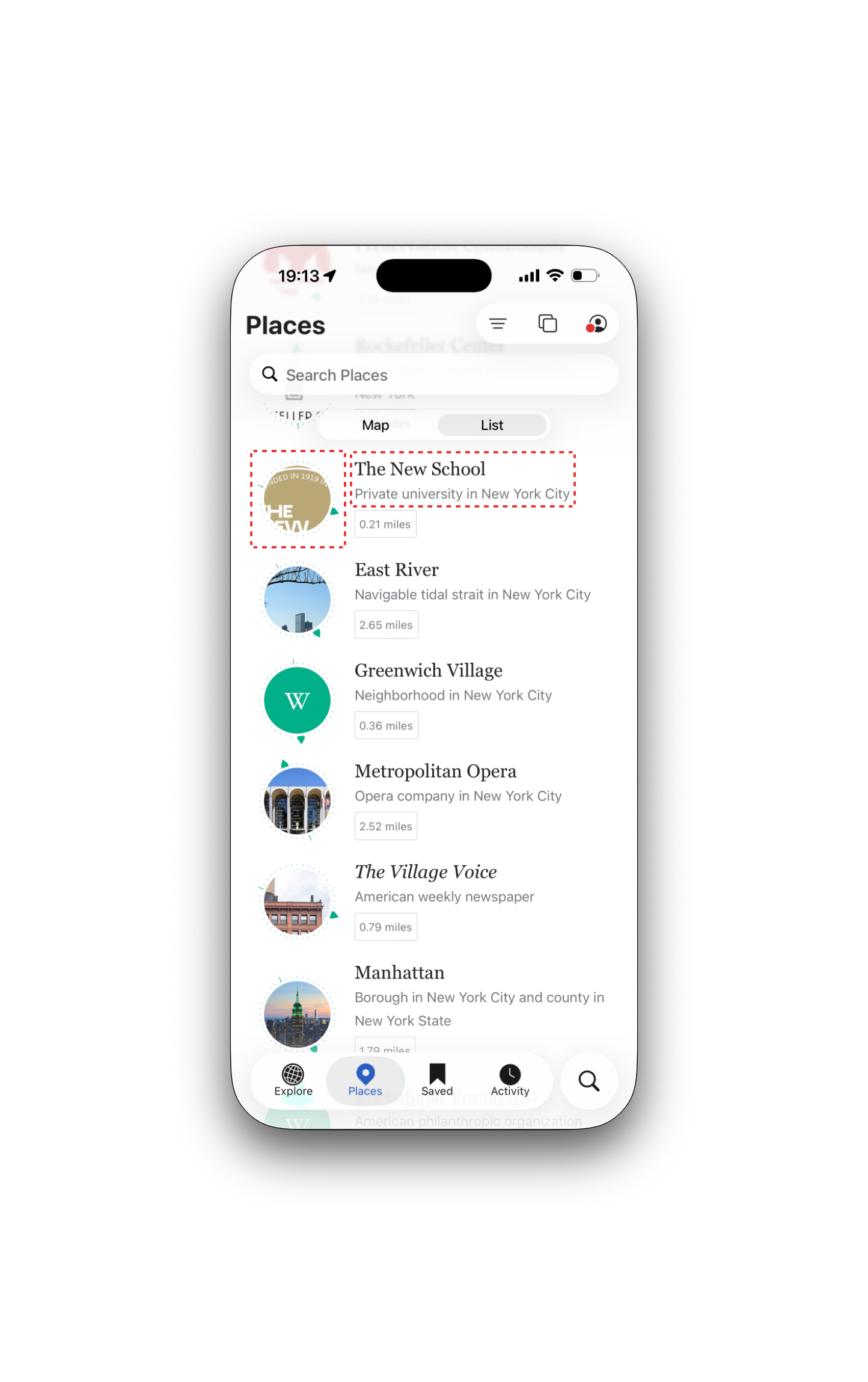 Places tab VoiceOver issue, screen 2